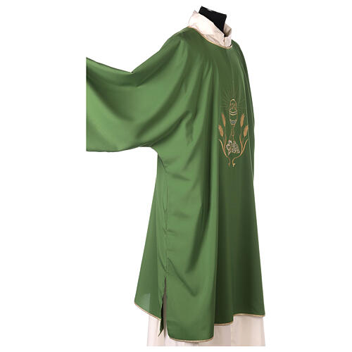 Ultralight Deacon Dalmatic with chalice, grapes and wheat embroidery on front and back, Vatican fabric 100% polyester 8