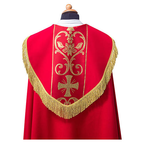 Cope cape with stole trim application in Vatican fabric, 100% polyester 2