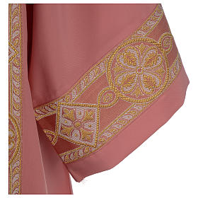 Dalmatic with gallons applied on the front in Vatican fabric, rose