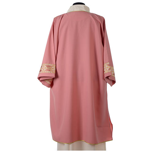 Dalmatic with gallons applied on the front in Vatican fabric, rose 4
