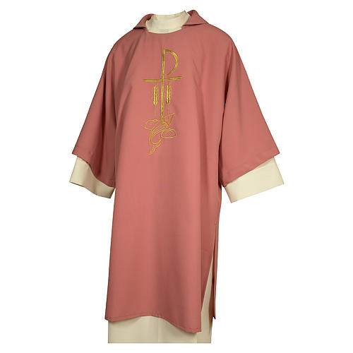 Dalmatic 100% polyester with bread and fish and IHS, rose 1