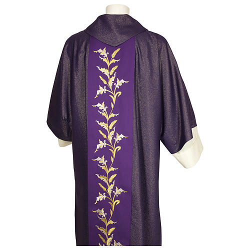 Dalmatic with embroidered ears of wheat on orphrey - wool polyester viscose 3