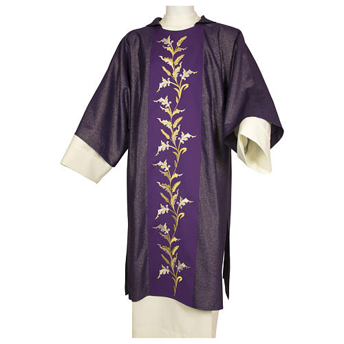 Eucharistic Dalmatic with embroidered ears of wheat on orphrey - wool polyester viscose 1