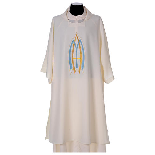 White Marian Deacon Dalmatic 100% polyester with embroidery 1