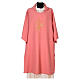 Pink dalmatic 100% polyester with Cross and IHS s1