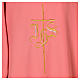 Pink dalmatic 100% polyester with Cross and IHS s4