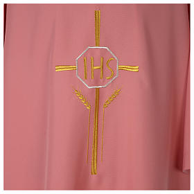 Dalmatik Kreuz und IHS rosa Polyester