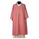 Religious Pink Dalmatic 100% polyester with crosses ears of wheat and IHS symbol s1