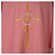 Religious Pink Dalmatic 100% polyester with crosses ears of wheat and IHS symbol s2