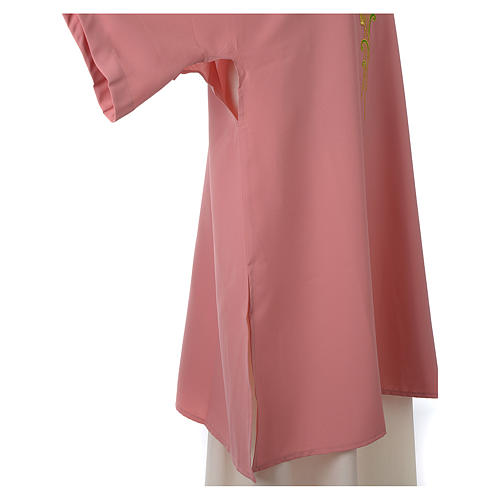 Pink Dalmatic 100% made in polyester with stylized cross and ear of wheat 5