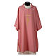 Rose dalmatic 100% polyester with stylized cross and ear of wheat s1