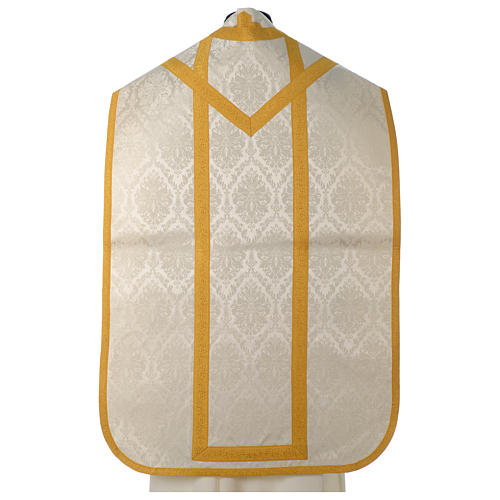 Roman Fiddleback Chasuble in damask fabric with satin lining and golden edges Gamma 5