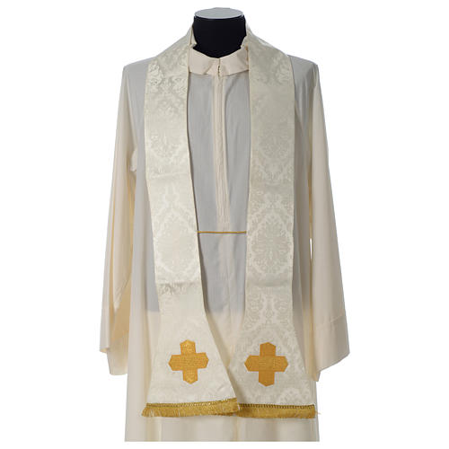 Roman Fiddleback Chasuble in damask fabric with satin lining and golden edges Gamma 6
