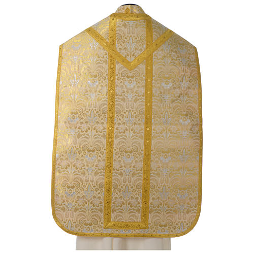 Roman Fiddleback Chasuble in golden brocade fabric with satin lining Gamma 5