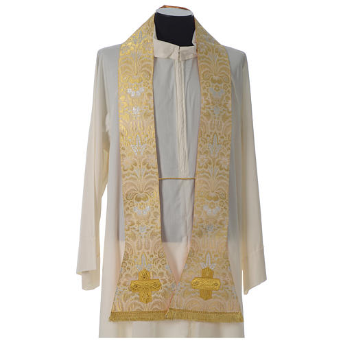 Roman Fiddleback Chasuble in golden brocade fabric with satin lining Gamma 6