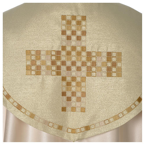 Chape croix moderne satin or ivoire 2