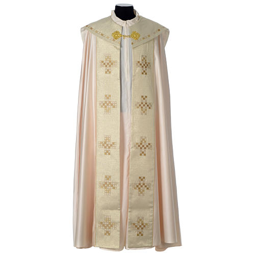 Satin cope with gold cross decoration, ivory 1