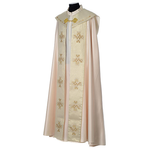 Satin cope with gold cross decoration, ivory 3
