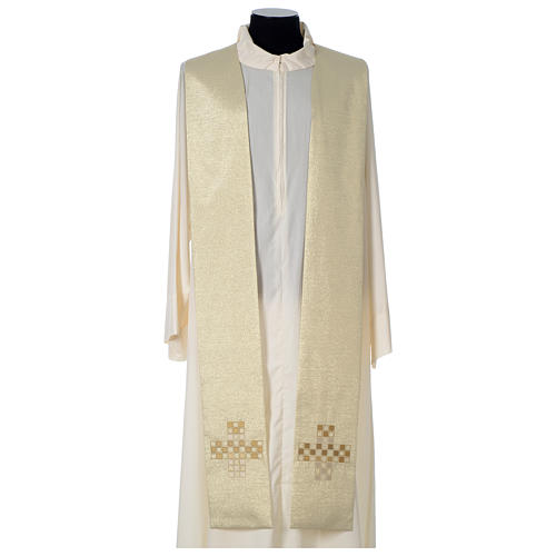 Satin cope with gold cross decoration, ivory 8