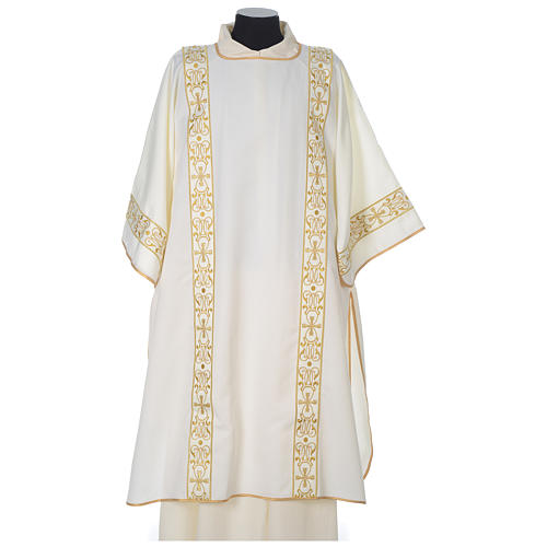 Dalmatic with golden decoration on gallons, ivory 1