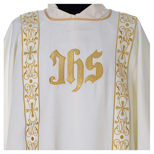 Dalmatic with IHS symbol and golden decoration on gallons, ivory 2
