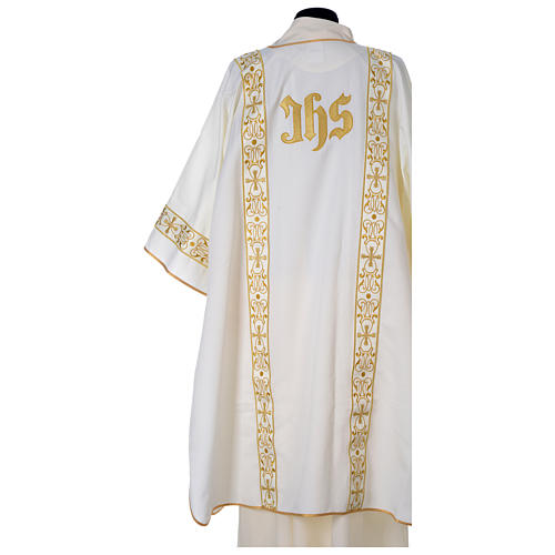 Dalmatic with IHS symbol and golden decoration on gallons, ivory 4