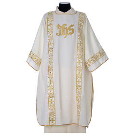 Dalmatic with embroidered lateral bands and IHS symbol
