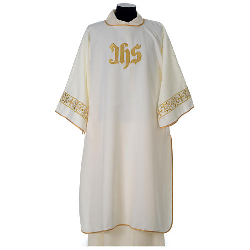 Dalmatic with IHS symbol and golden decorated gallons, ivory 1