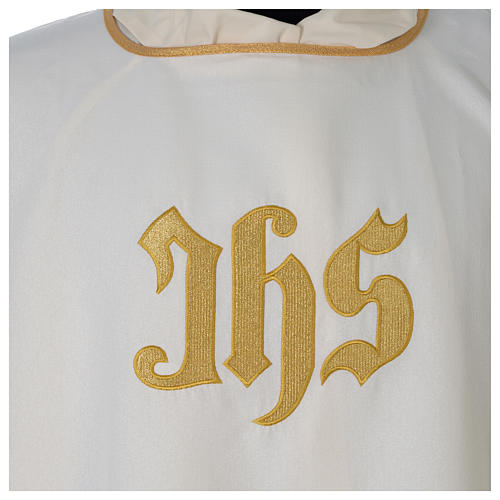 Dalmatic with IHS symbol and golden decorated gallons, ivory 2
