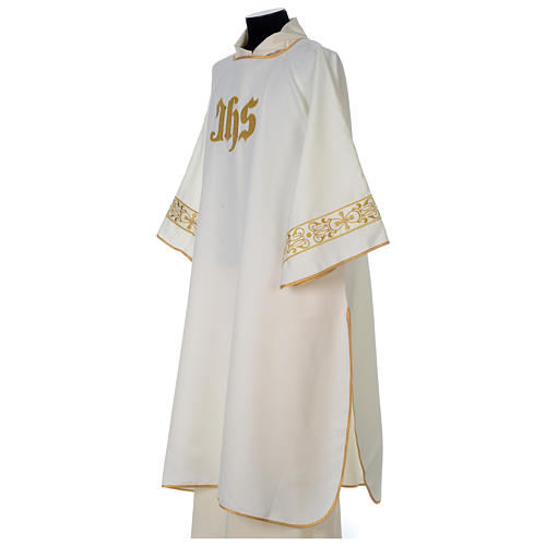 Dalmatic with IHS symbol and golden decorated gallons, ivory 3
