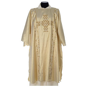 Gold dalmatic with modern lateral banding and cross