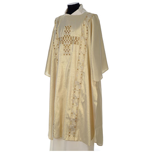 Gold dalmatic with modern lateral banding and cross 3