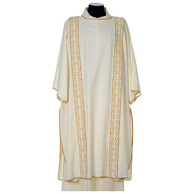 Dalmatic with golden decoration and velvet gallons, ivory