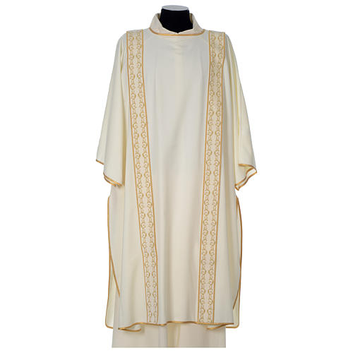 Dalmatic with golden decoration and velvet gallons, ivory 1