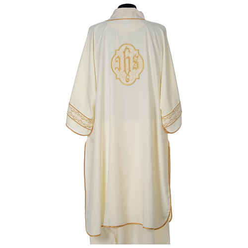 Dalmatic with IHS embroidery on velvet, ivory 5