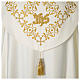 Cope with IHS embroidery and golden decoration on gallon, ivory s5