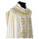 Cope with IHS embroidery and golden decoration on gallon, ivory s6