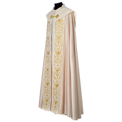 Liturgical Cope with IHS gold embroidered on hood and velvet panels 3
