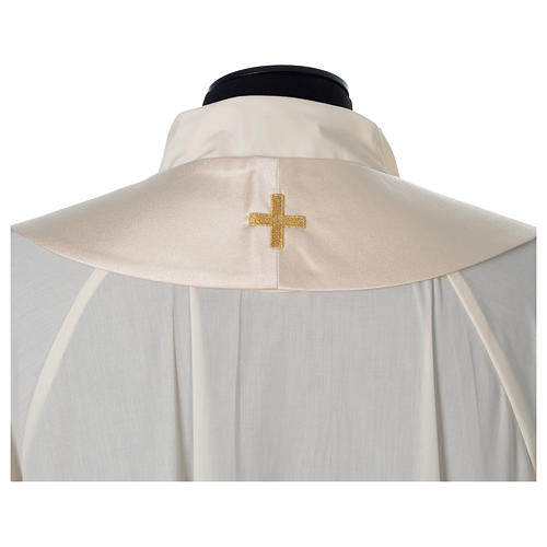 Liturgical Cope with IHS gold embroidered on hood and velvet panels 9