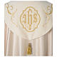 Liturgical Cope with IHS gold embroidered on hood and velvet panels s6