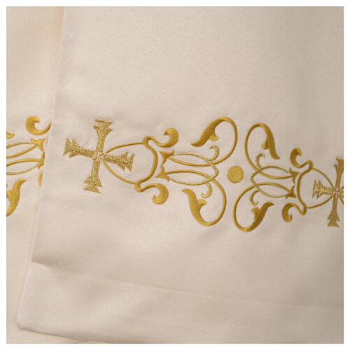 Véu umeral cor de marfim decorações douradas 4