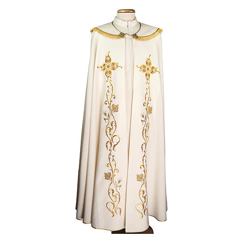 Liturgical cope 100% polyester with cross and grapes embroidery 1