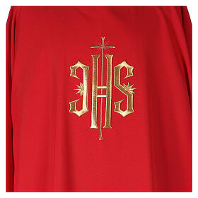 Dalmatique croix avec IHS décoration en relief 100% polyester