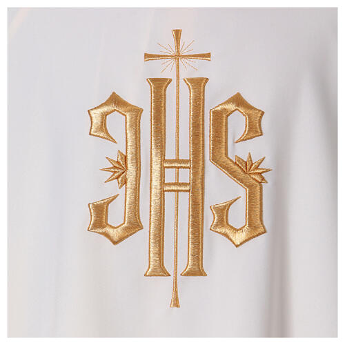 Dalmatique croix avec IHS décoration en relief 100% polyester 5