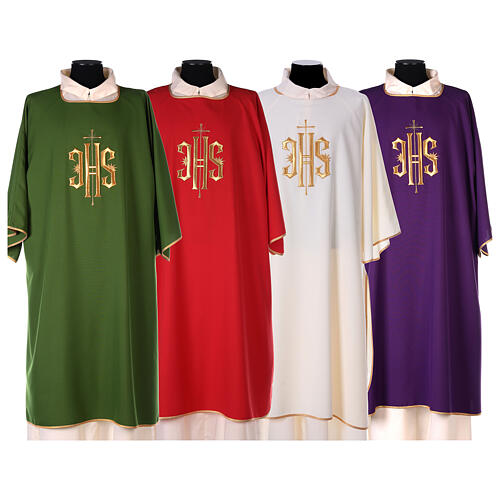 Deacon dalmatic cross with embroidered IHS 100% polyester 1