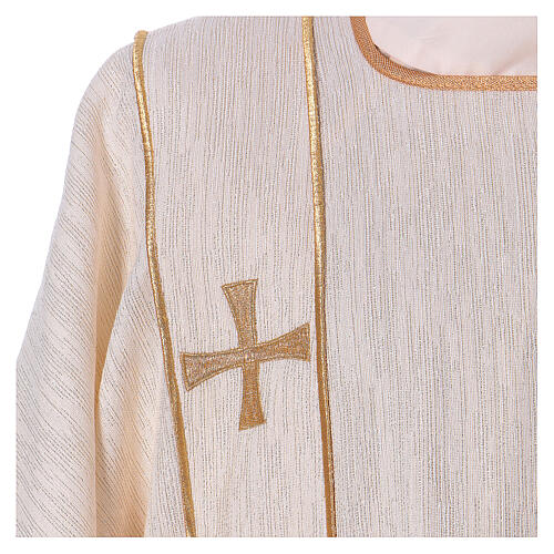 Dalmatique avec croix dorée polyester coton lurex 5