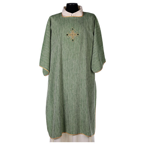 Dalmatic with golden flowers with stones 100% polyester 3