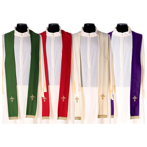 Capa de asperges bordada com strass 100% lã quatro cores litúrgicas 14