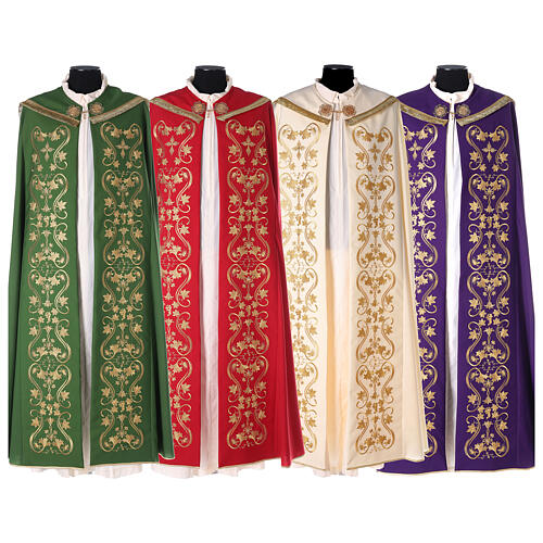 Embroidered priest cope with strass, 100% wool 4 colors 1