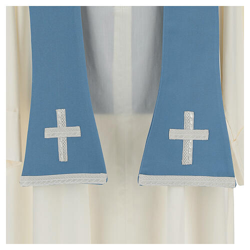 Chasuble romaine mariale mixte coton bleu ciel 9